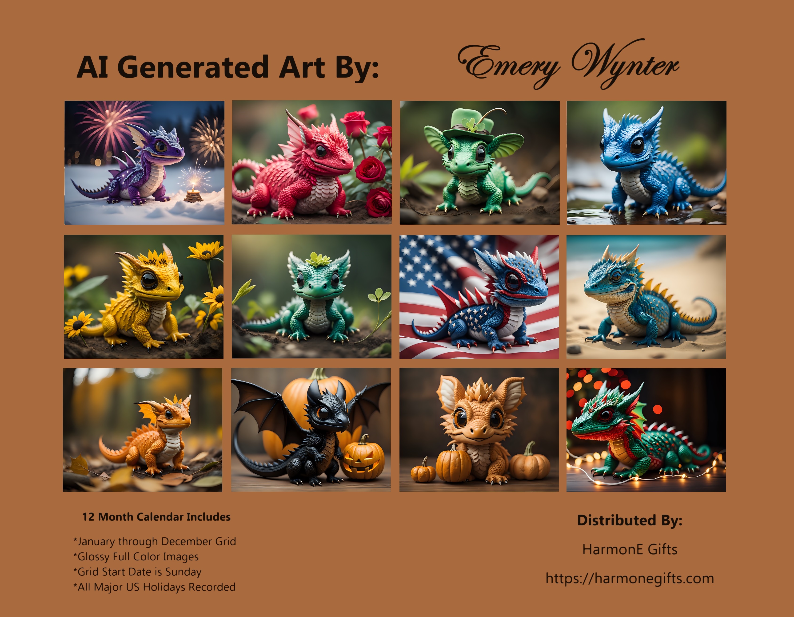 Baby Dragons: 12 Month Dragon Lover Monthly Wall Calendar