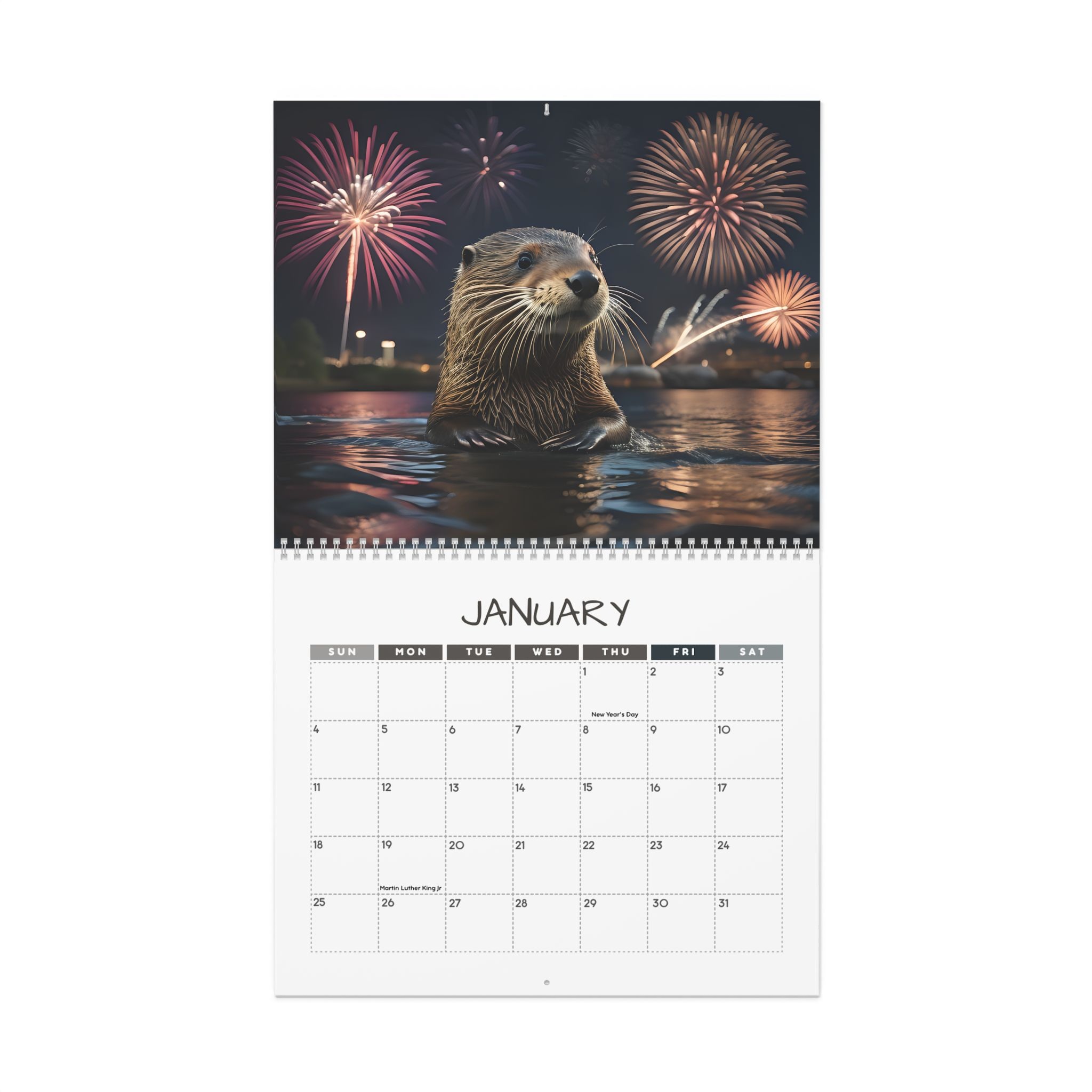 Otterly Adorable: 12 Month Otter Lover Monthly Wall Calendar