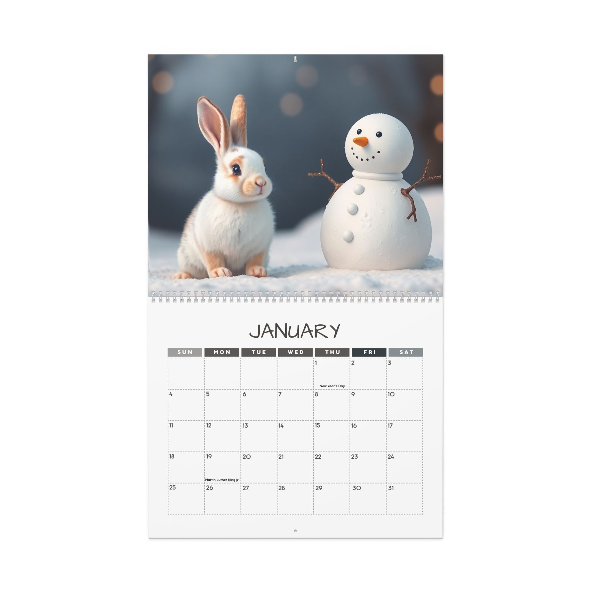 Bunny Business: 12 Month Rabbit Lover Monthly Wall Calendar