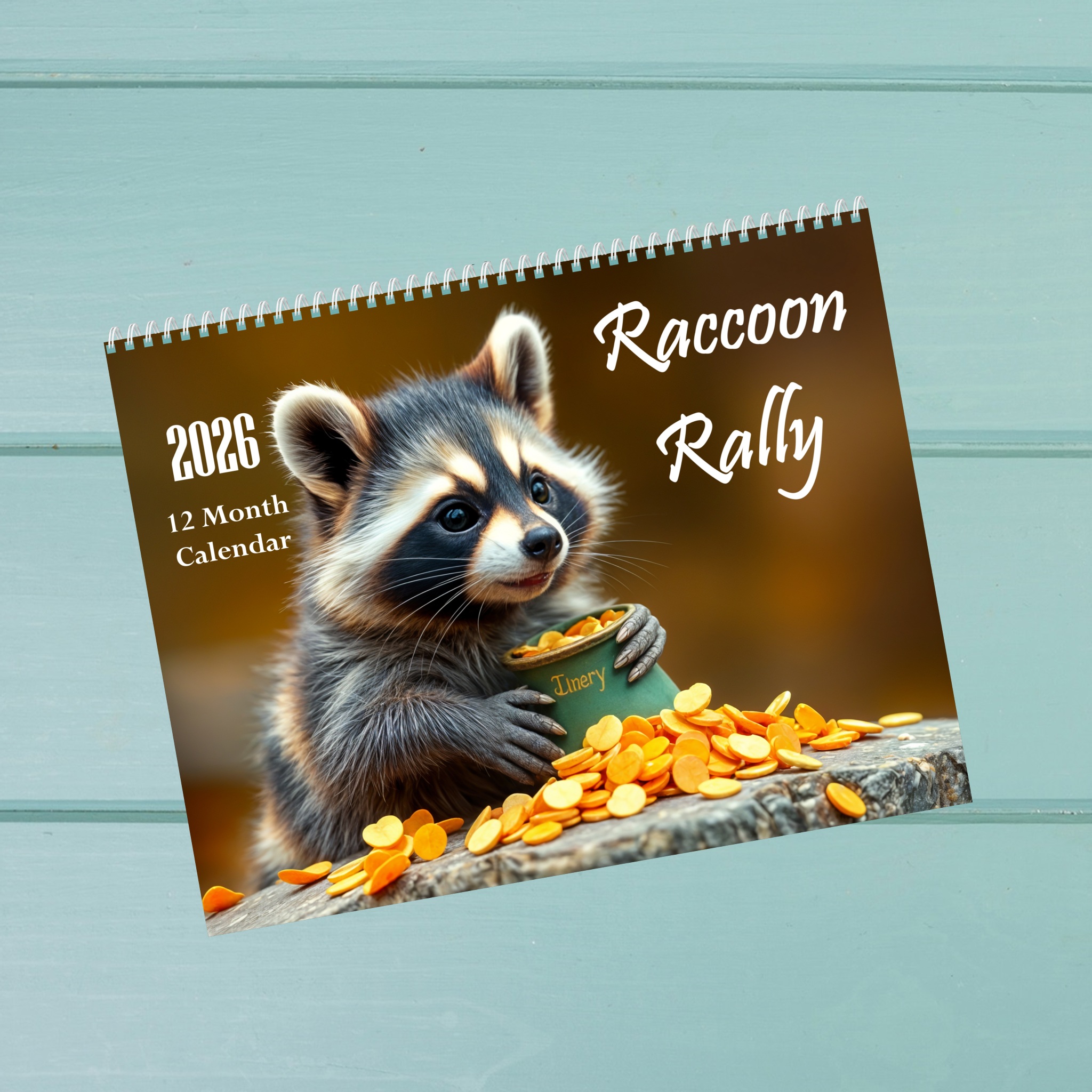 Raccoon Rally: 12 Month Raccoon Lover Monthly Wall Calendar