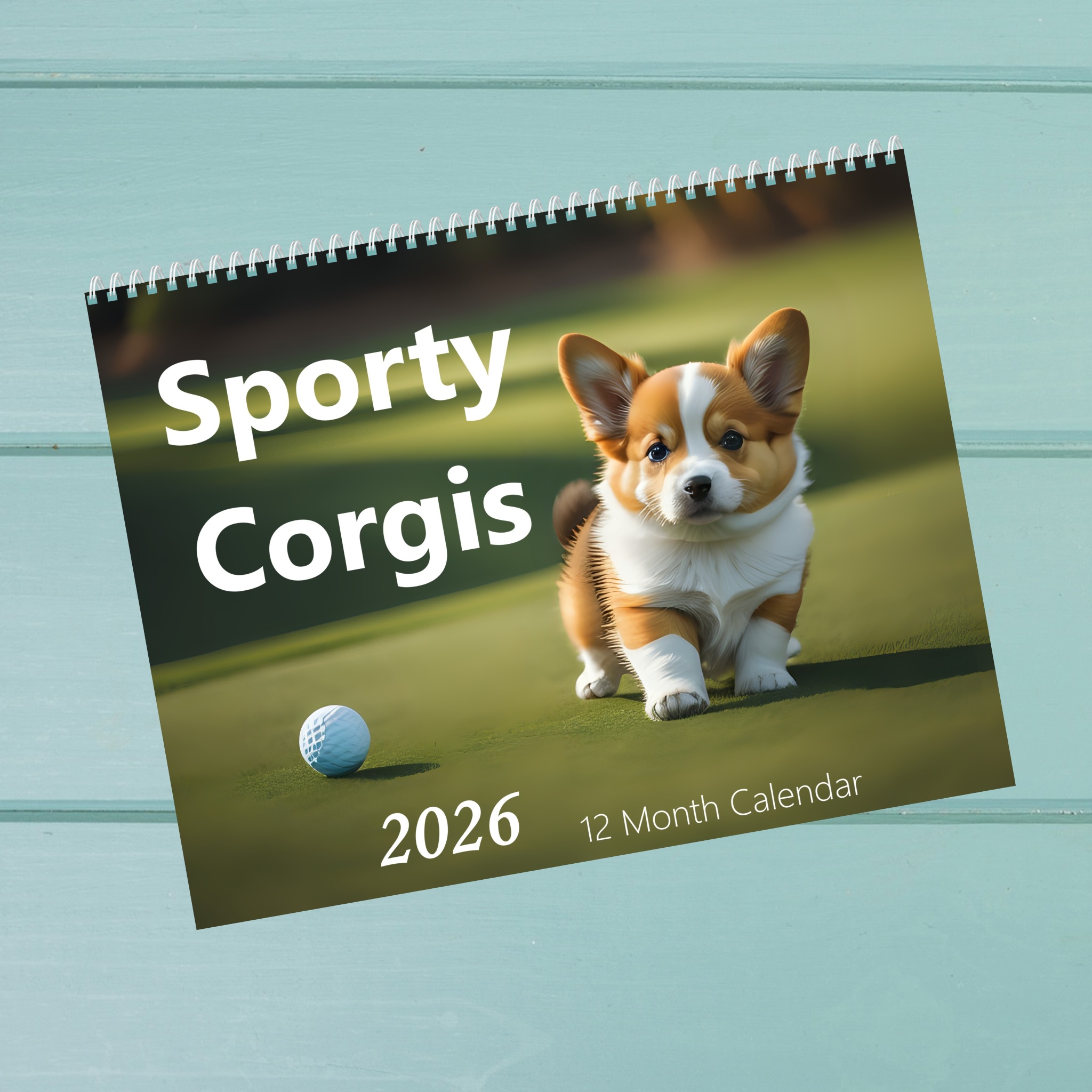 Sporty Corgis: 12 Month Corgis Breed Puppy Dog Lover Monthly Wall Calendar