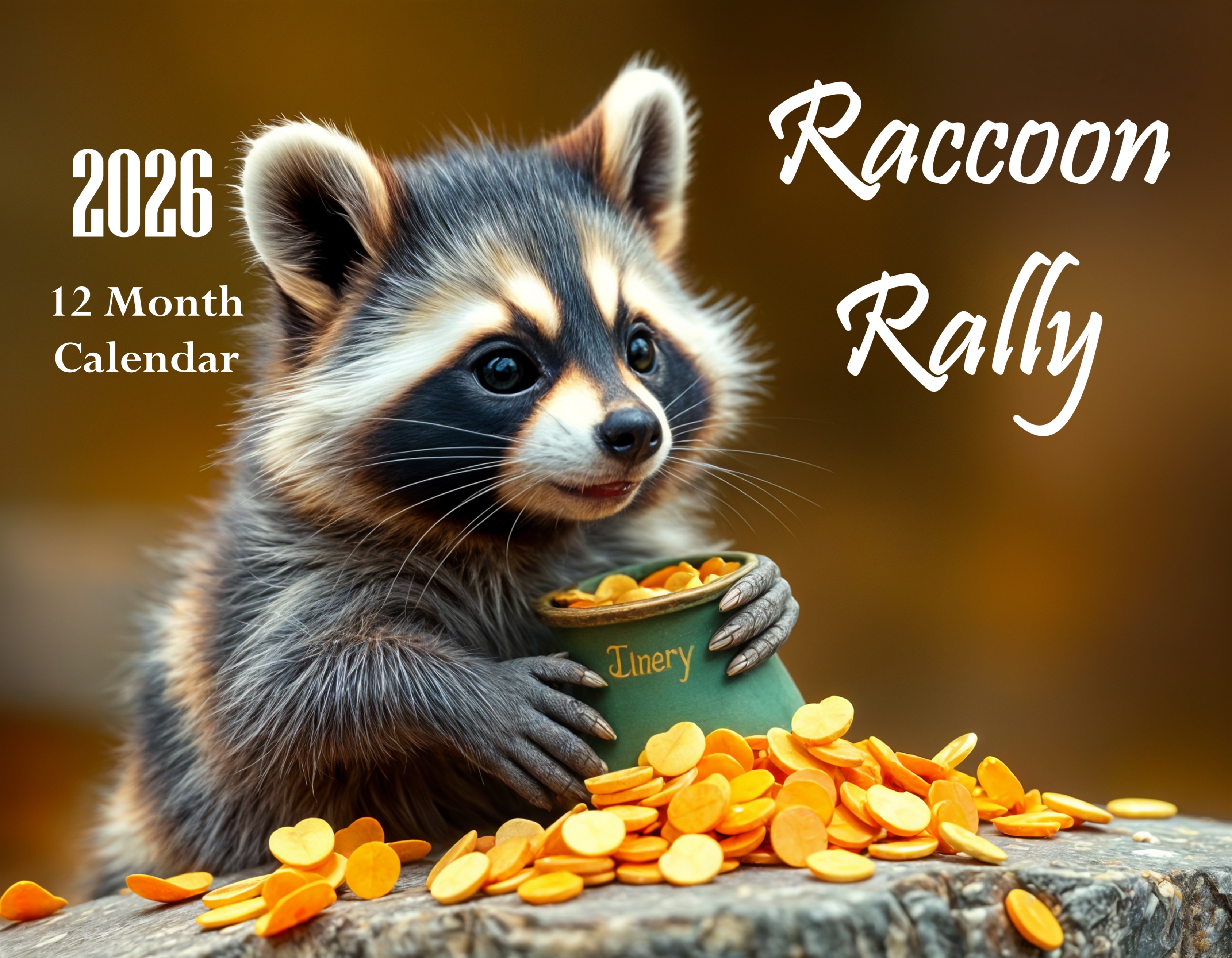 Raccoon Rally: 12 Month Raccoon Lover Monthly Wall Calendar