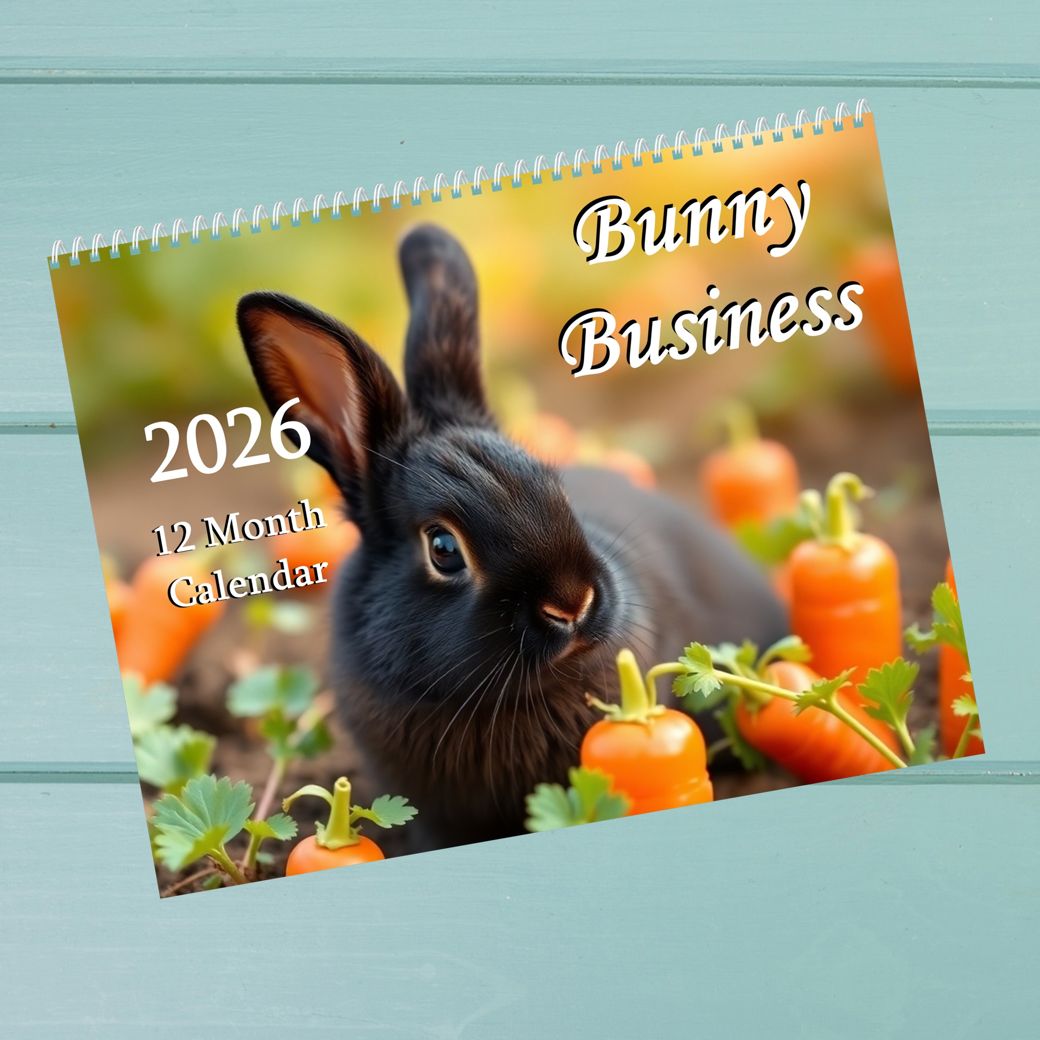 Bunny Business: 12 Month Rabbit Lover Monthly Wall Calendar