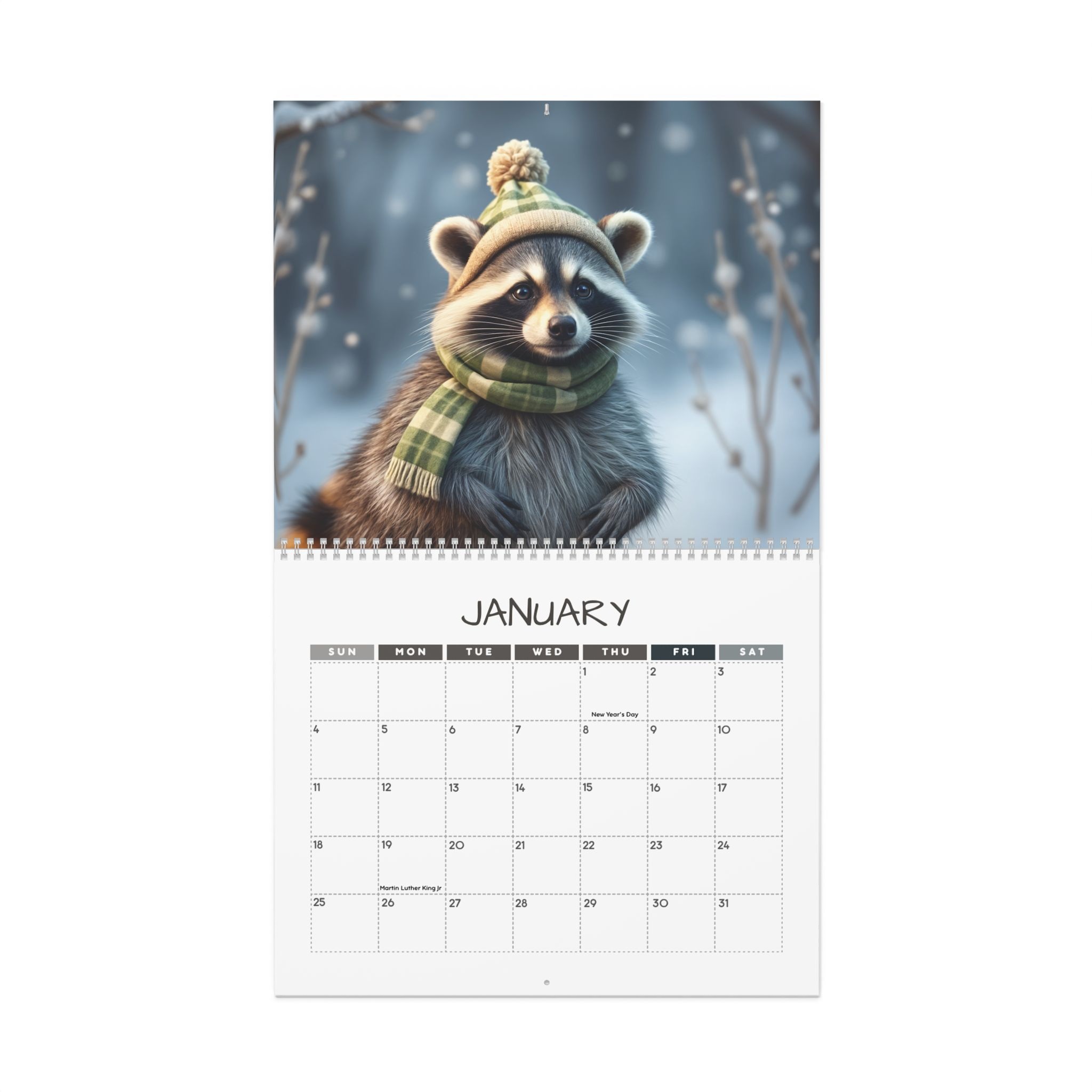 Raccoon Rally: 12 Month Raccoon Lover Monthly Wall Calendar