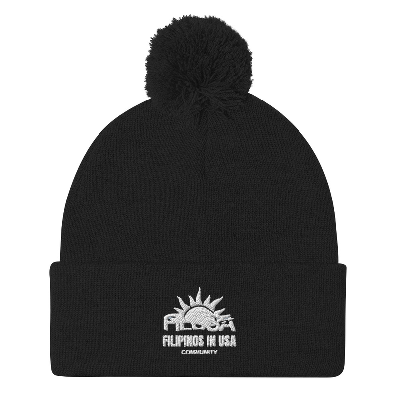 FILUSA Embroidered Pom-Pom Beanie