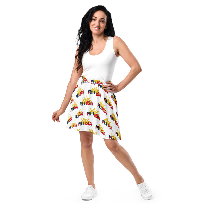Colorful Graphic Print Skater Skirt