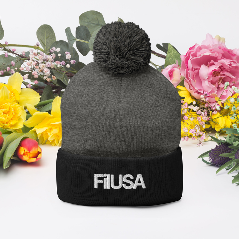 FILUSA Embroidered Pom-Pom Beanie