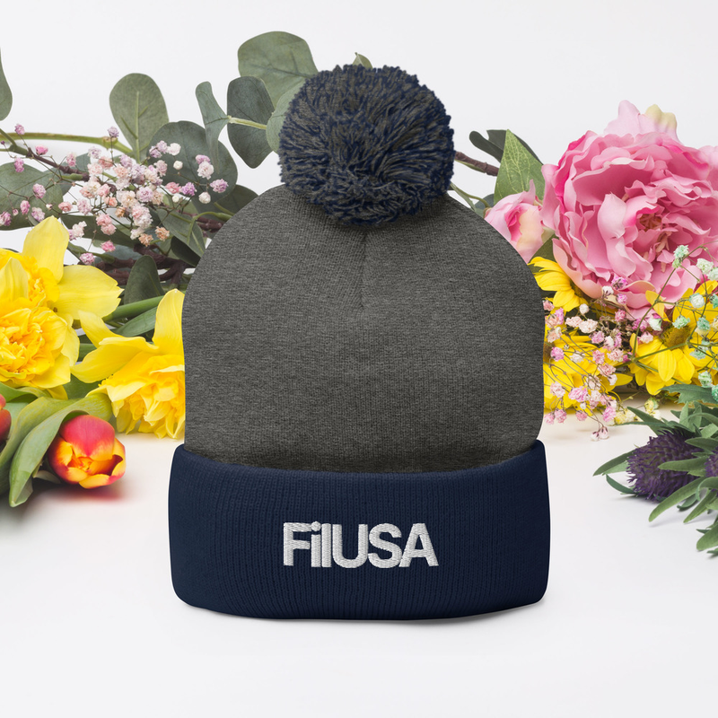 FILUSA Embroidered Pom-Pom Beanie