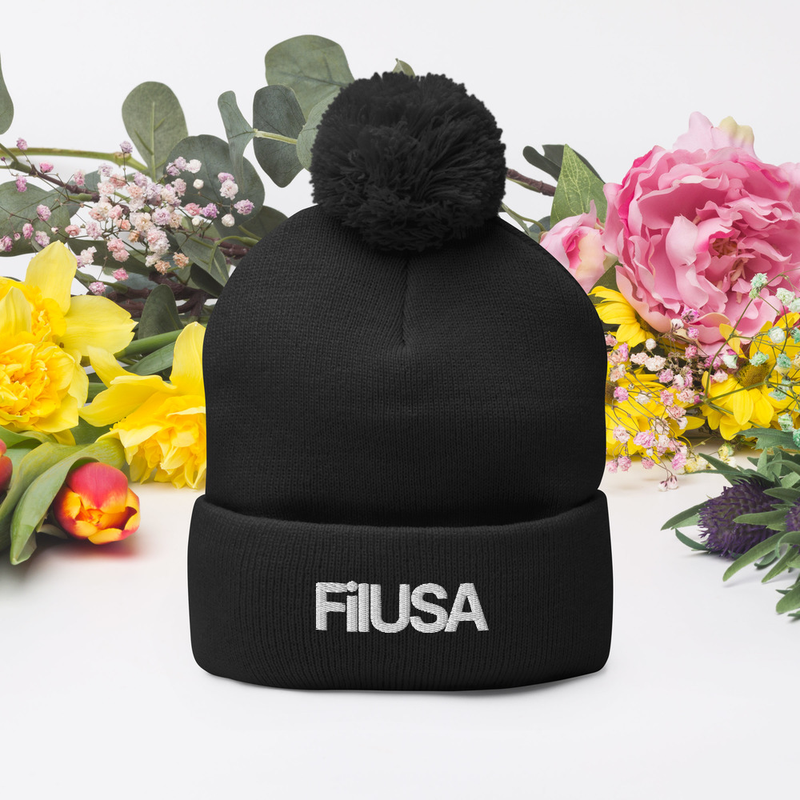 FILUSA Embroidered Pom-Pom Beanie