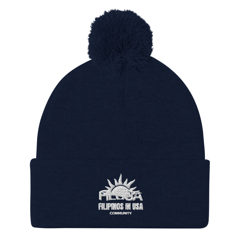FILUSA Embroidered Pom-Pom Beanie