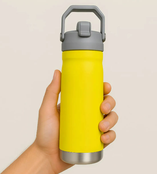 Garrafa Térmica 650ml Flip Squeeze Alça Canudo Academia