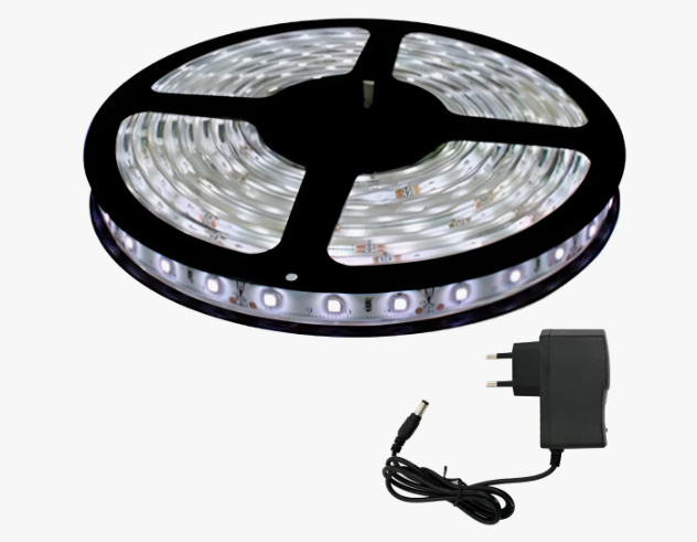 Fita Led 5050 5 Metros C/silicone Ip65 Branco Frio + Fonte