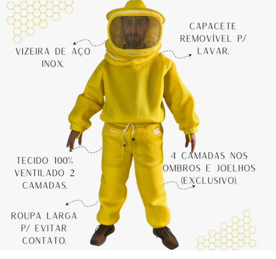 EPI para Apicultor 100% Anti-Ferroadas com Viseira Inox + Brinde