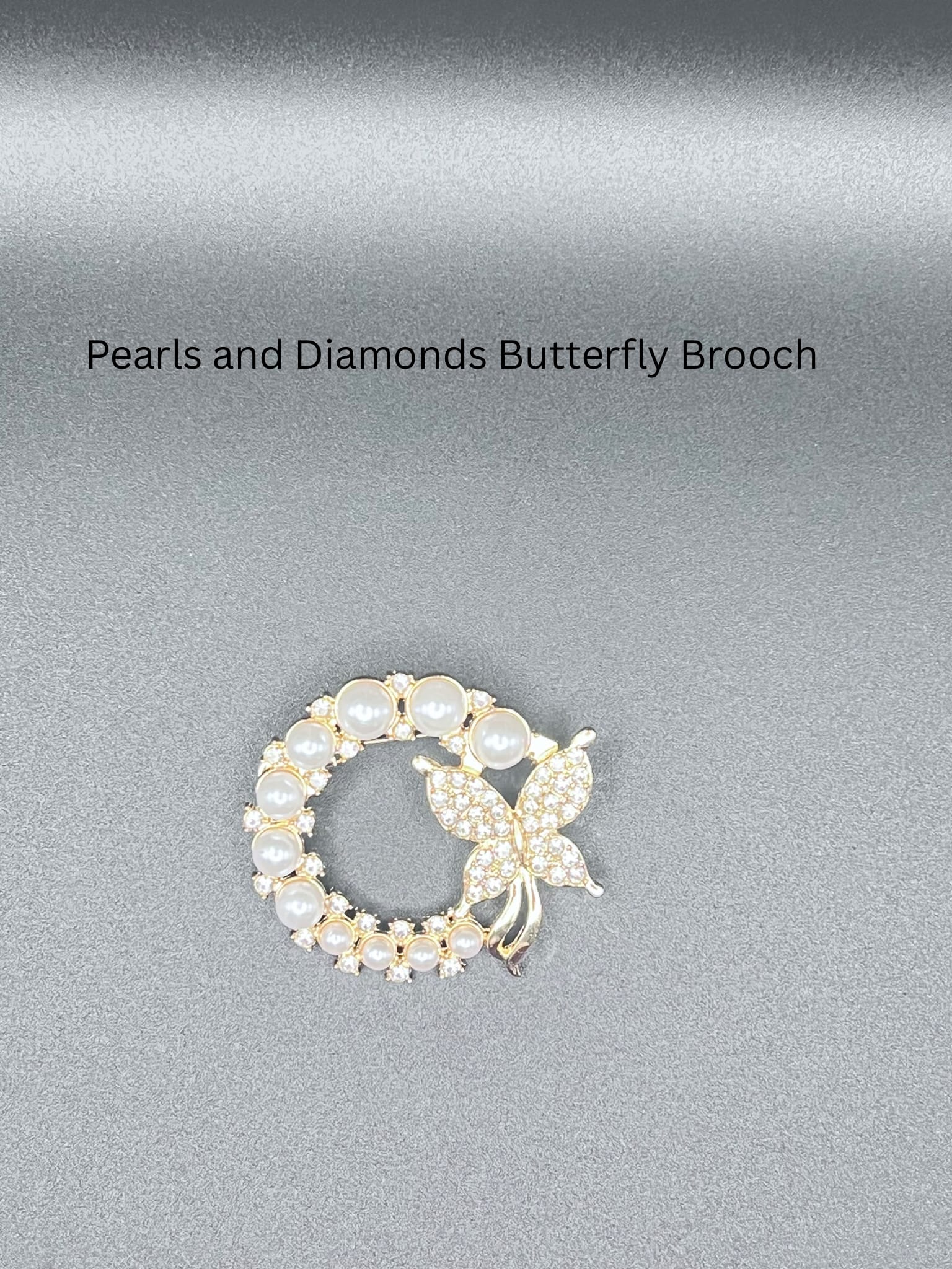 Pearls Diamonds Butterfly Brooch