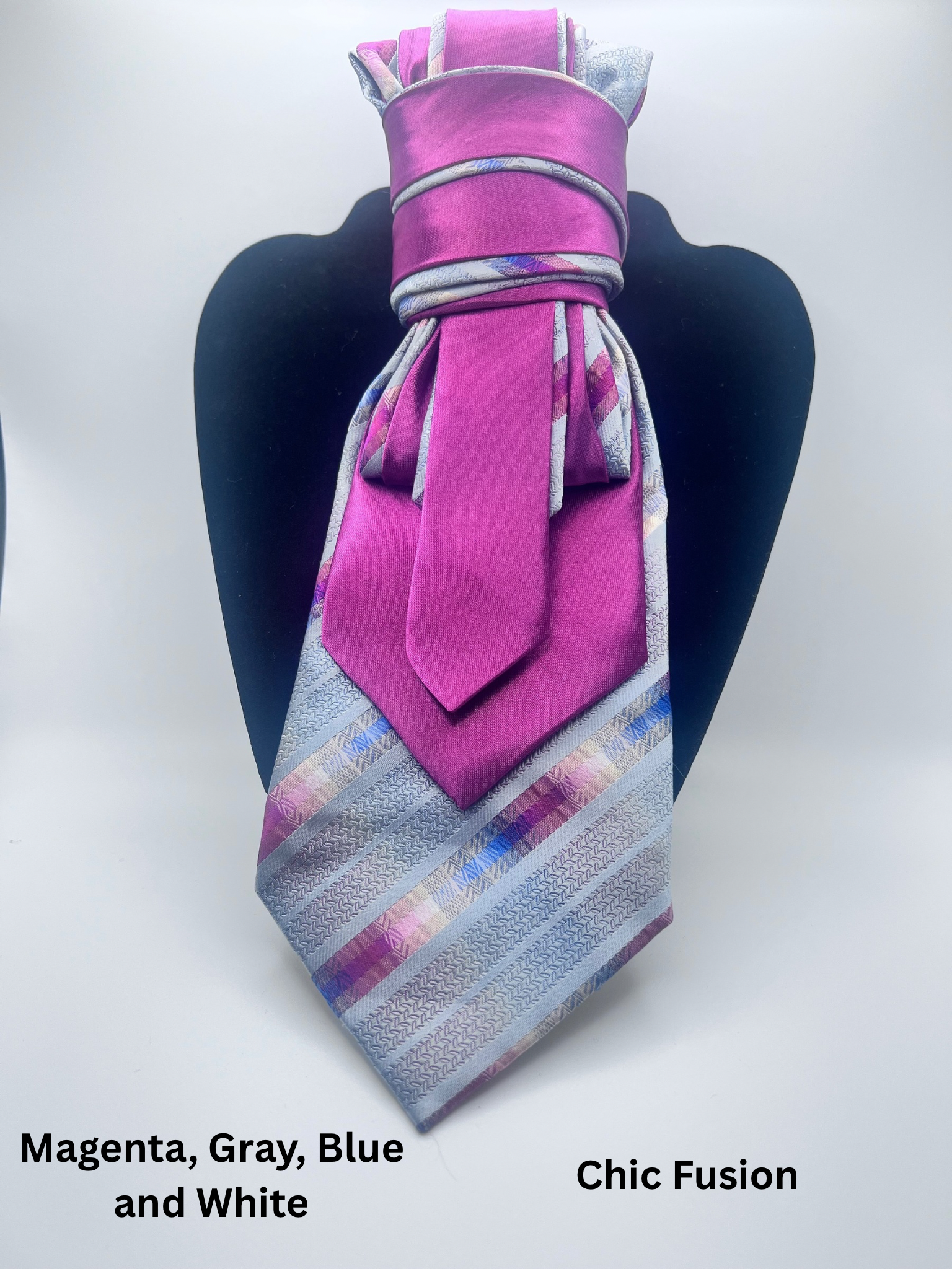 Magenta, Gray, Blue and White