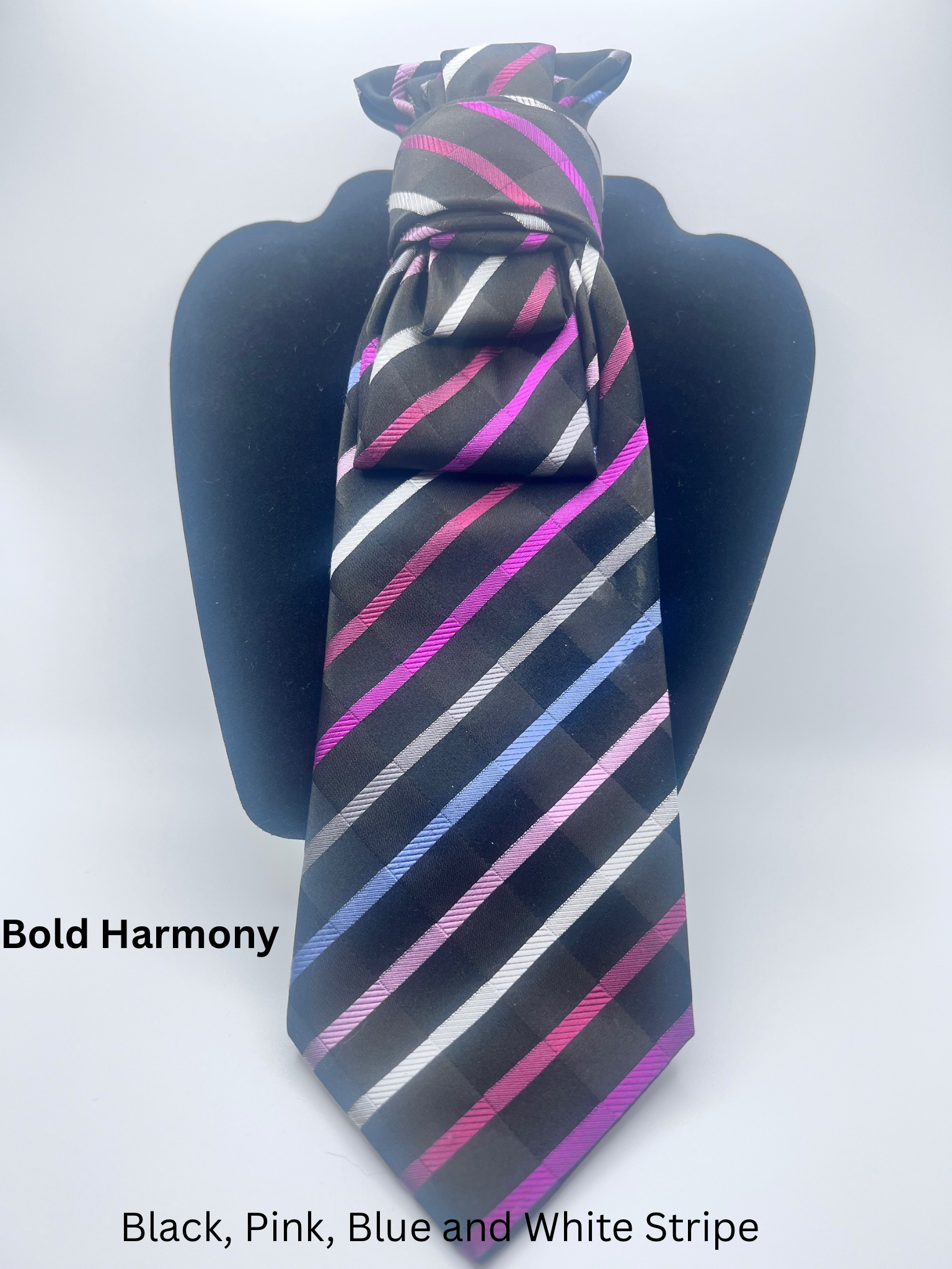 Black, Pink, Blue and White Stripe 