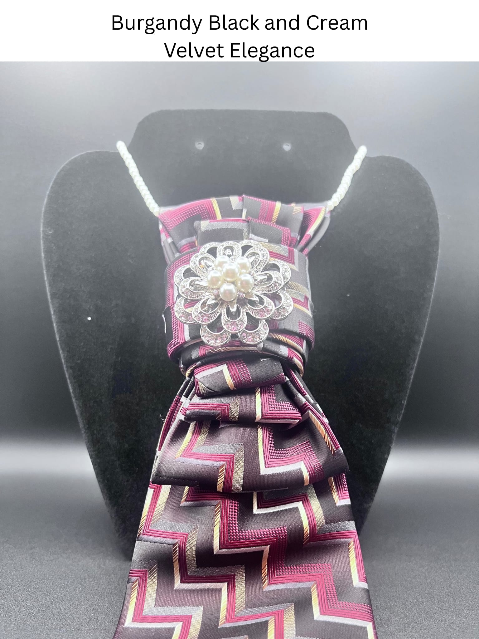 Burgandy Black and Cream Velvet Elegance