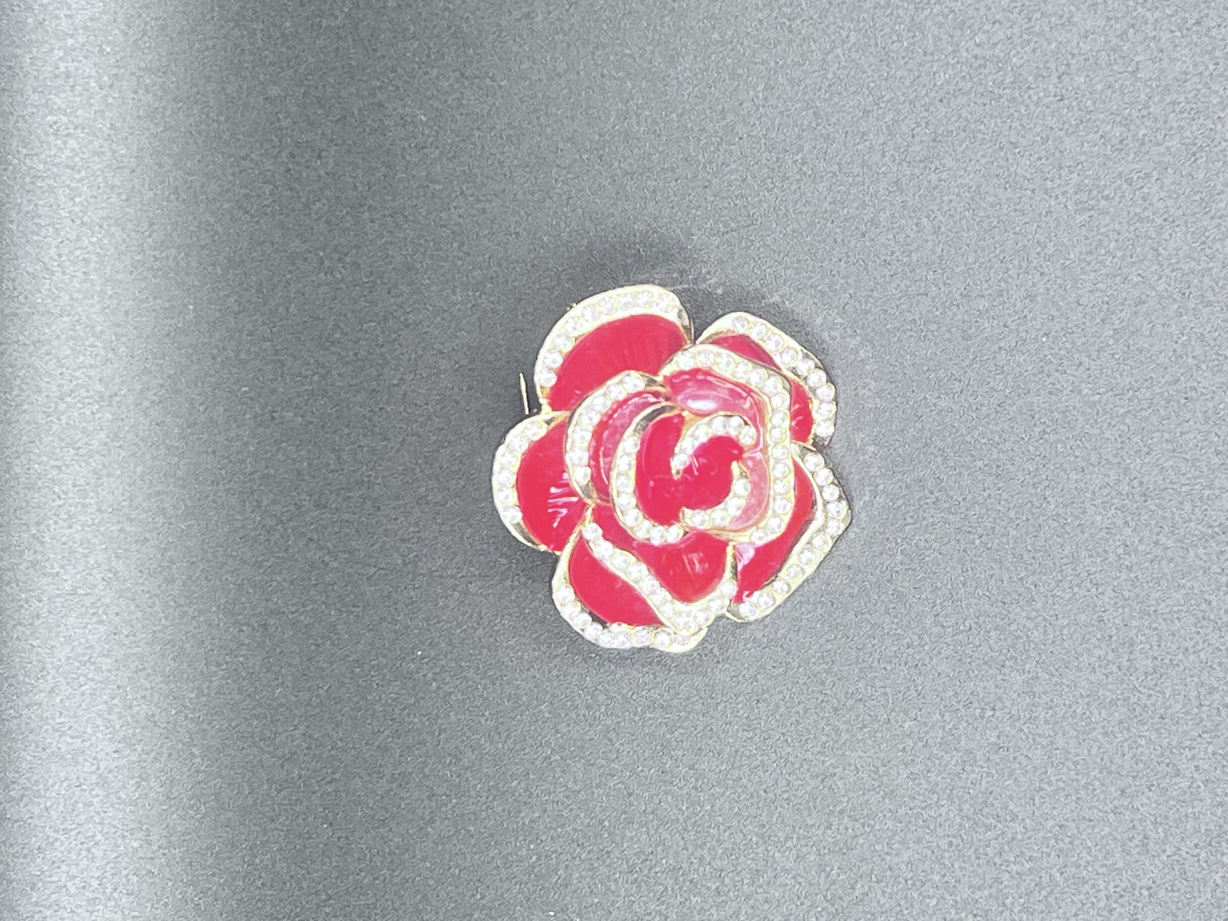 Golden Red Rhinestone Brooch