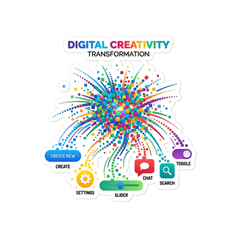 Digital Creativity Sticker | Tech Creator Laptop Sticker for Designers & Developers | Kiss-Cut Vinyl