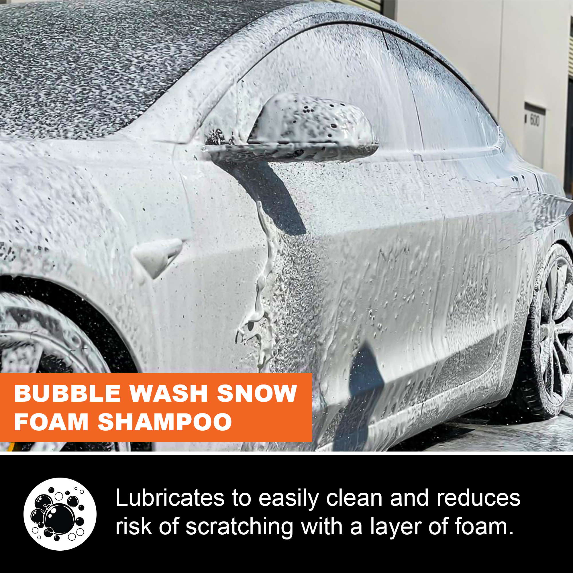 SCHETCH Bubble Wash Foam Car Wash Shampoo – pH Neutral, High Foaming Car & Bike Wash Liquid – Shine-Enhancing Formula – Works with Foam Cannon & Bucket Wash (Pack of 1 (200ml))