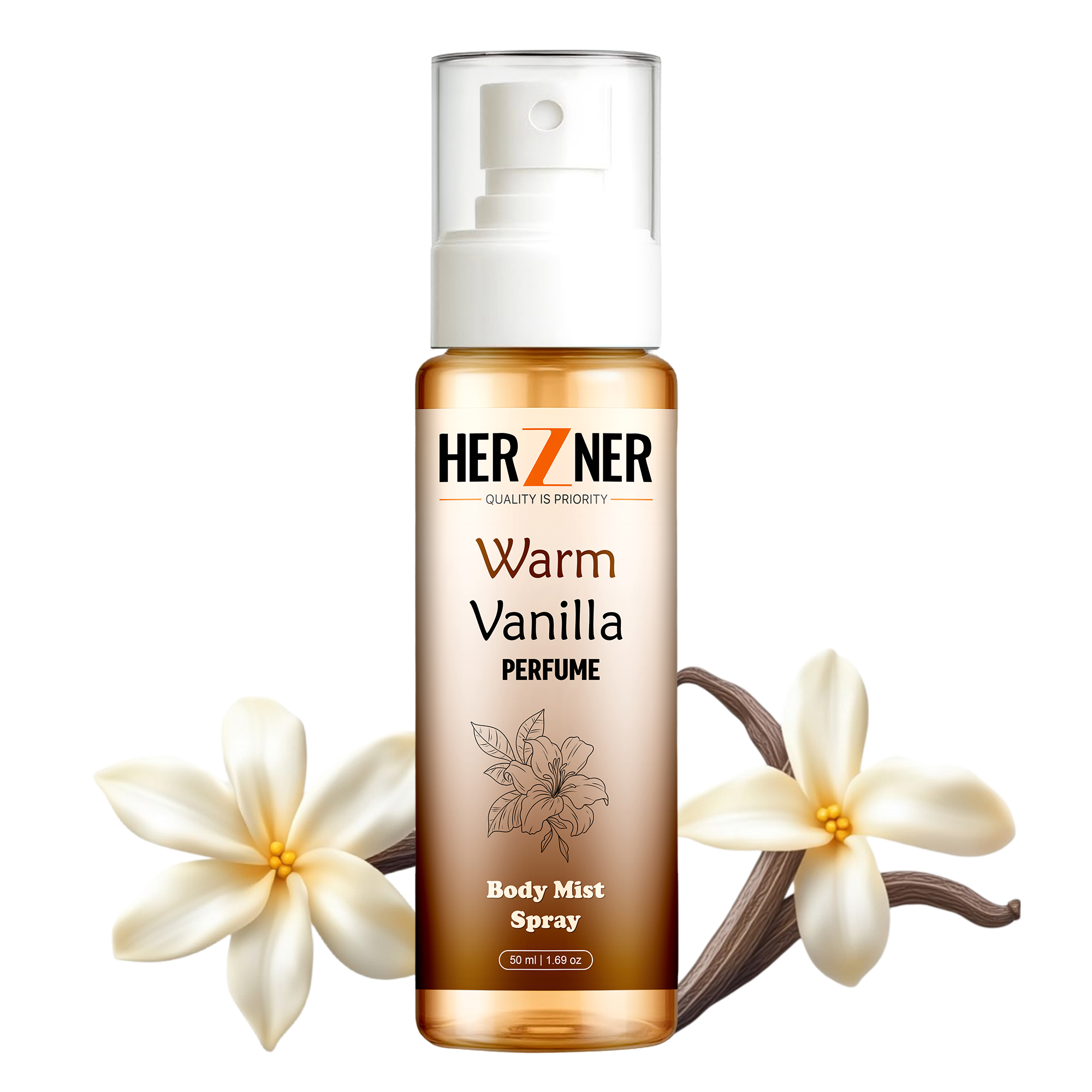 HERZNER Body Spray Mist Perfume for Refreshing Vanilla Long Lasting Fragrance, 50 ml