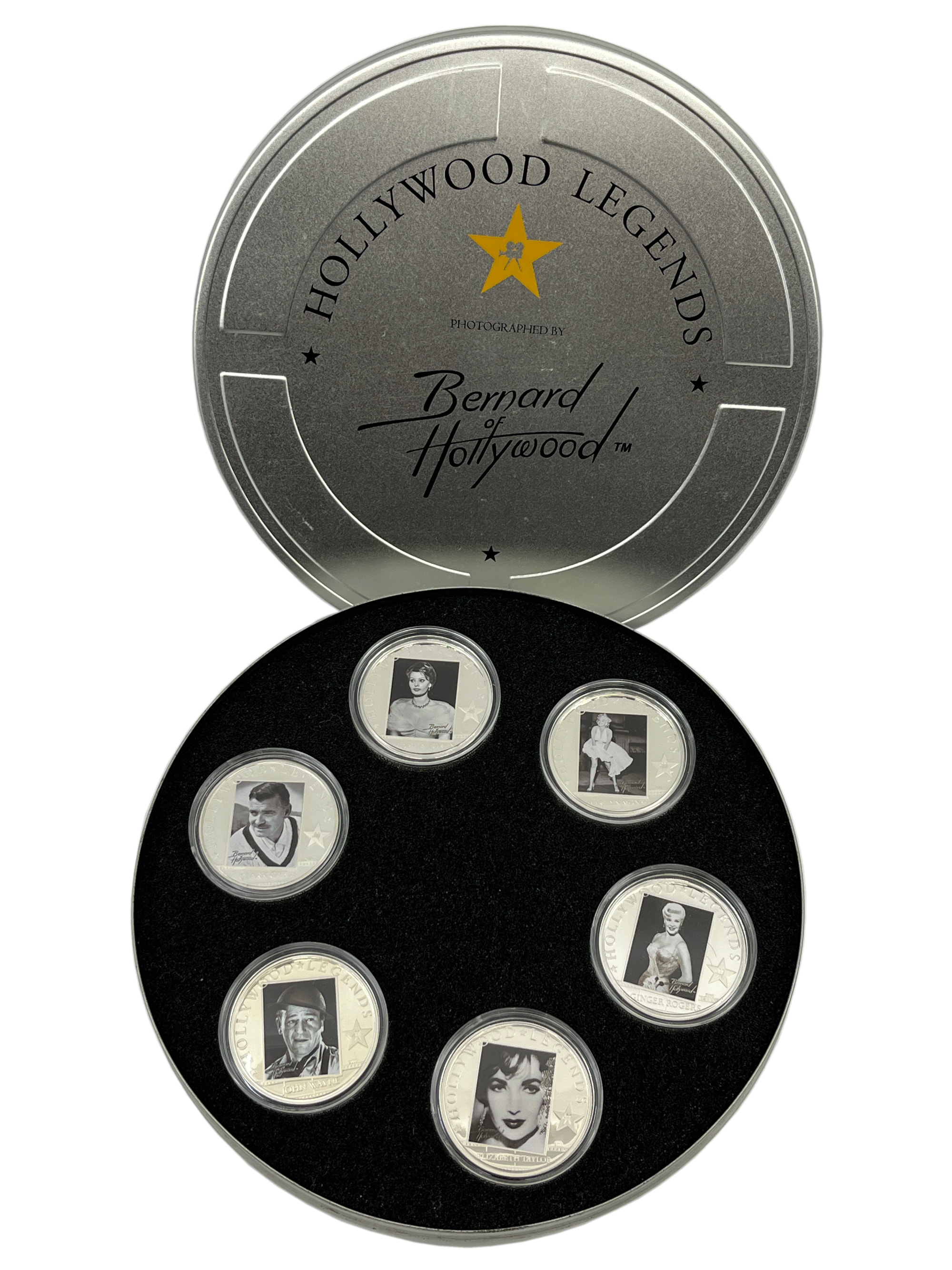 Cook Islands .925 Silver $5 Hollywood Legends Limited Edition Coin Set