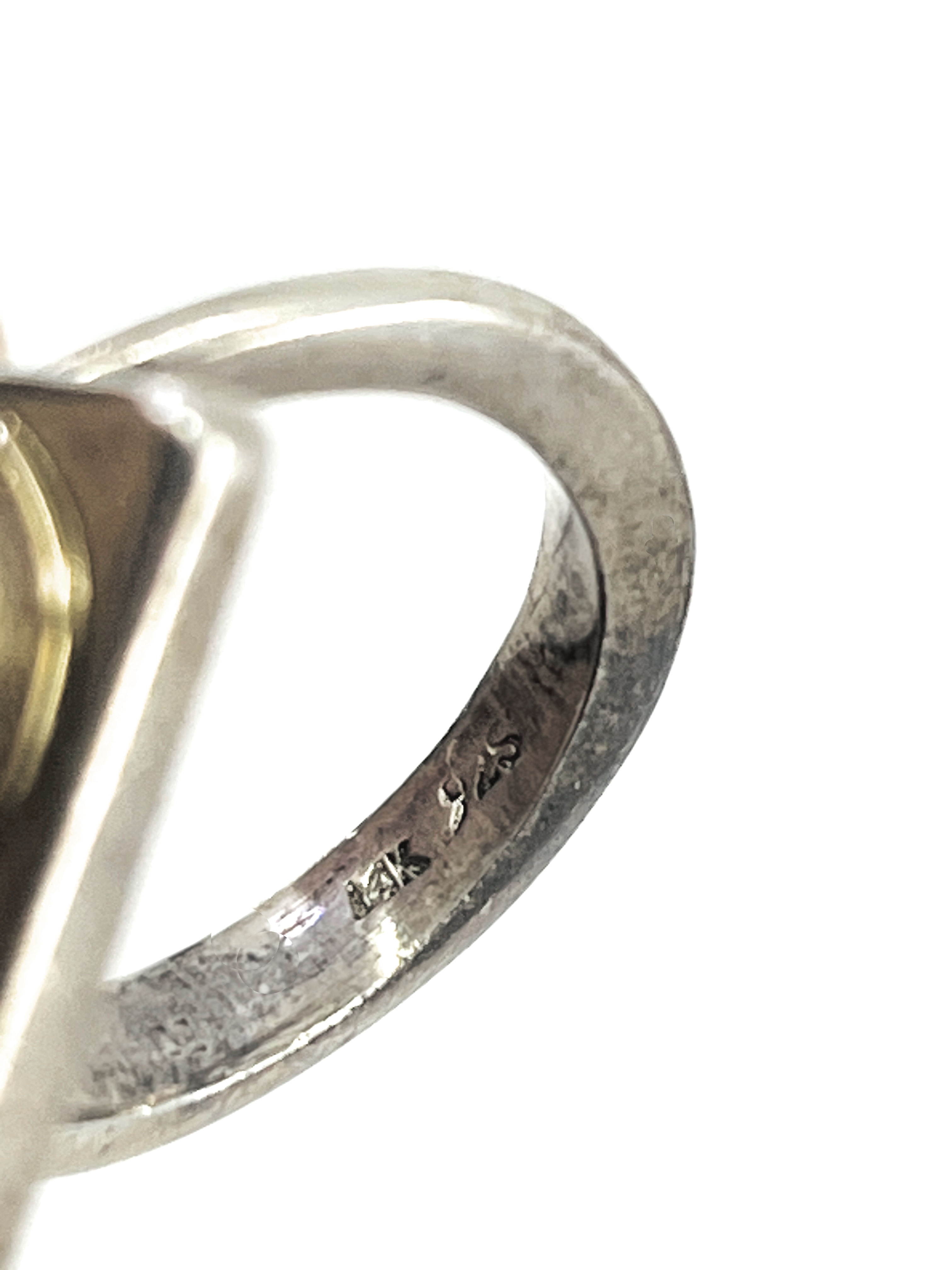 .925 Silver Ring with 14K swirl & Blue Opal