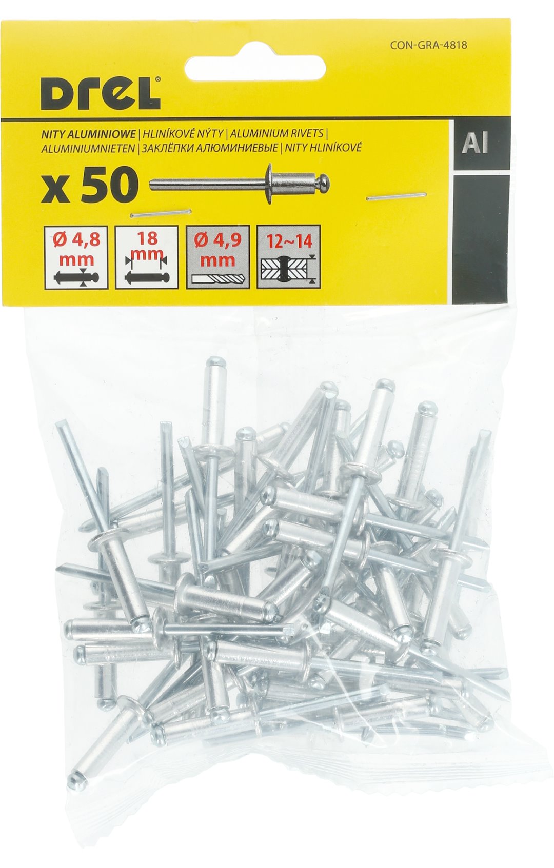 Percina alumini Drel 4.8x18 50 cope