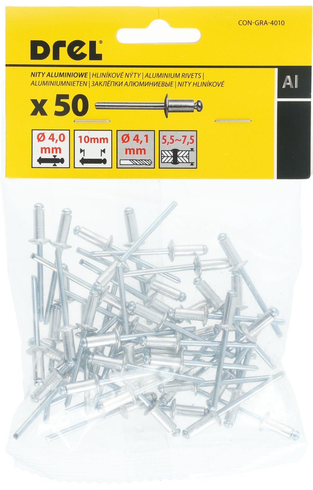 Percina alumini Drel 4x10 50 cope