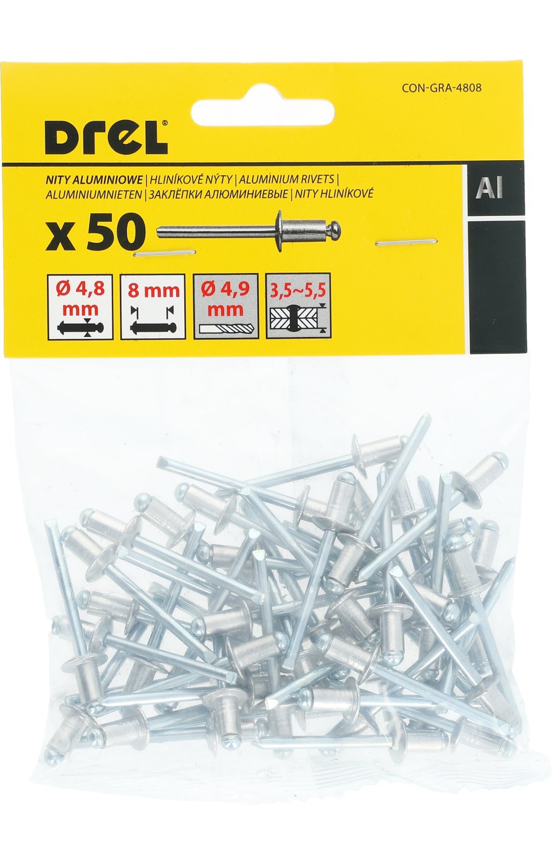 Percina alumini Drel 4.8x8 50 cope