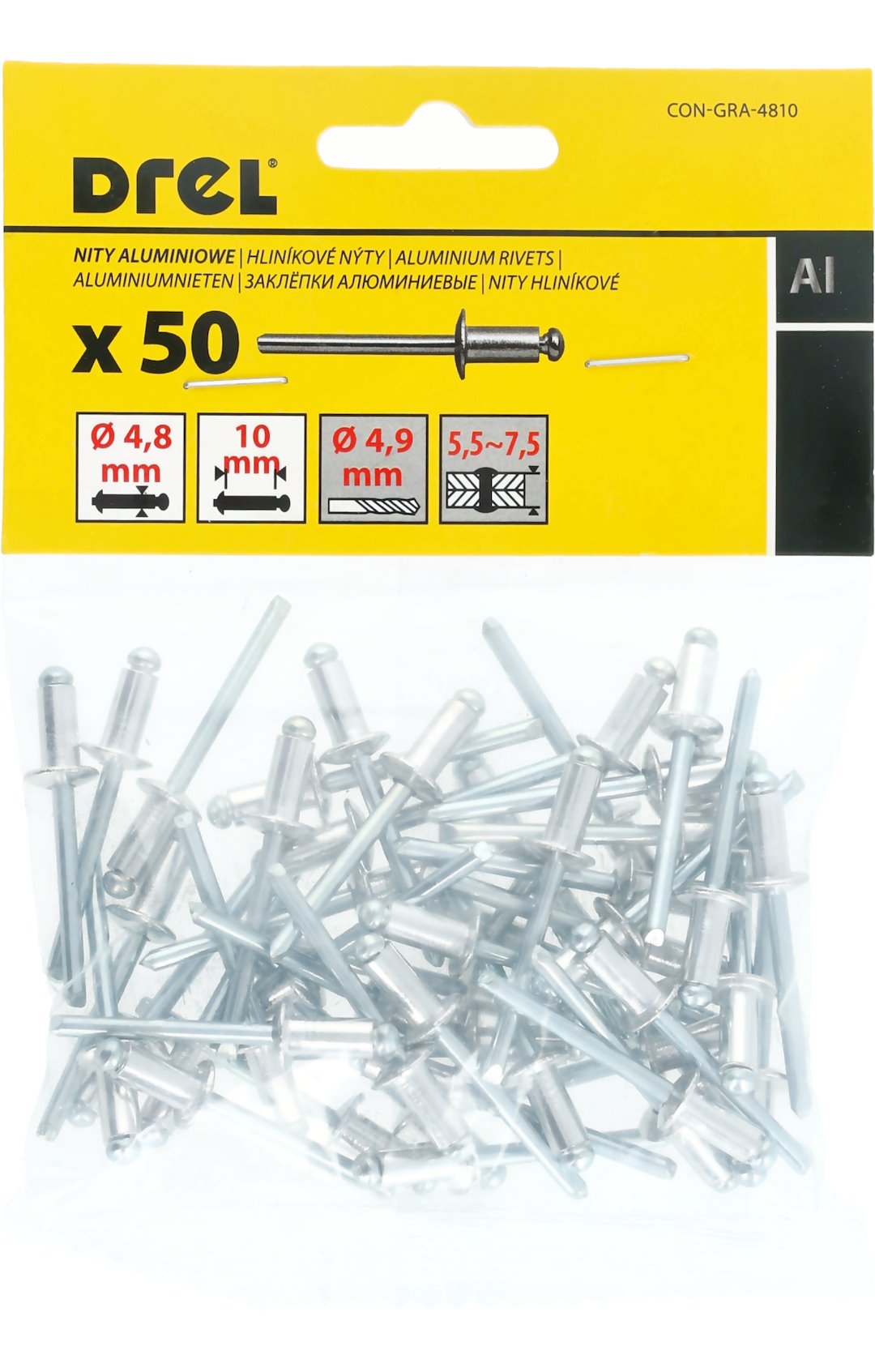 Percina alumini Drel 4.8x10 50 cope