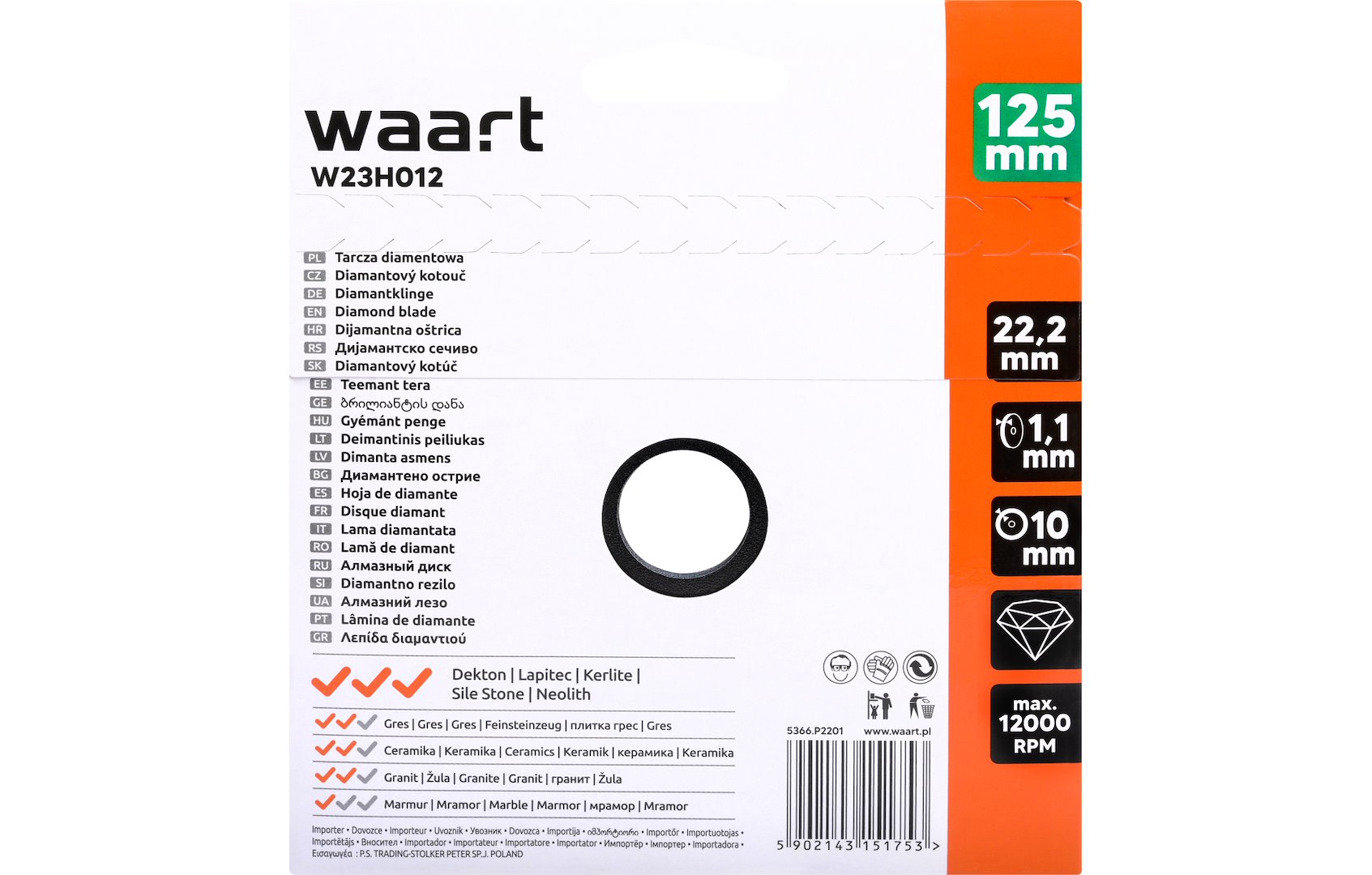 Disk Diamanti WAART Dekton 125x1.1