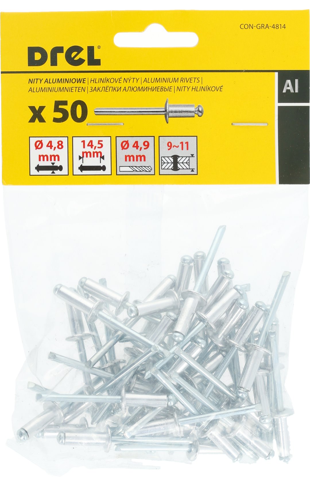 Percina alumini Drel 4.8x14.5 50 cope