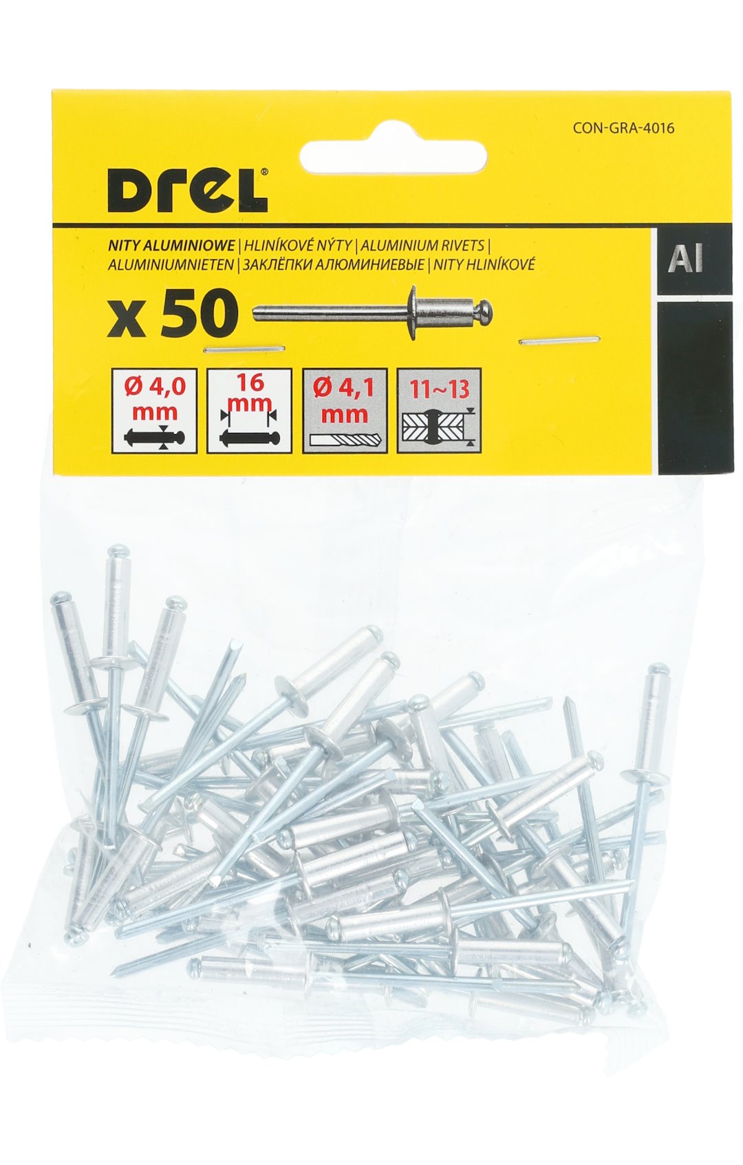 Percina alumini Drel 4x16 50 cope