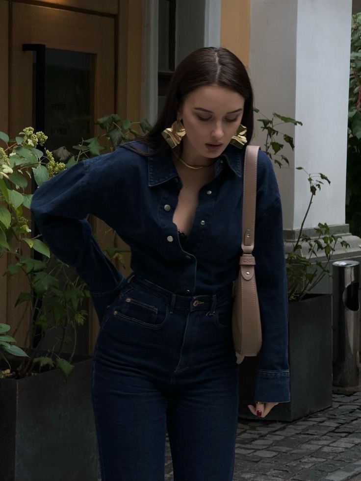 Dark Blue Denim Jumpsuit