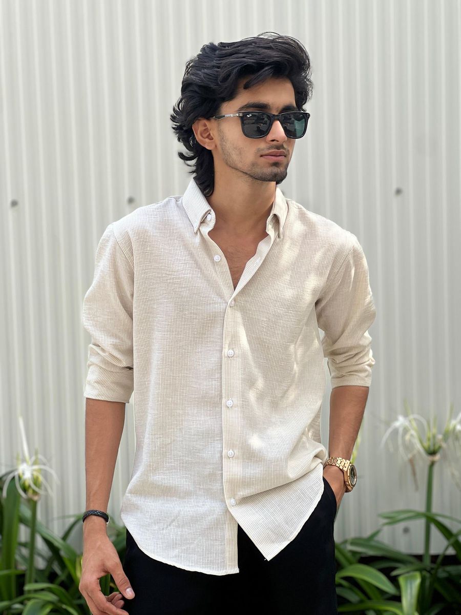 Men's Beige Casual Shirt