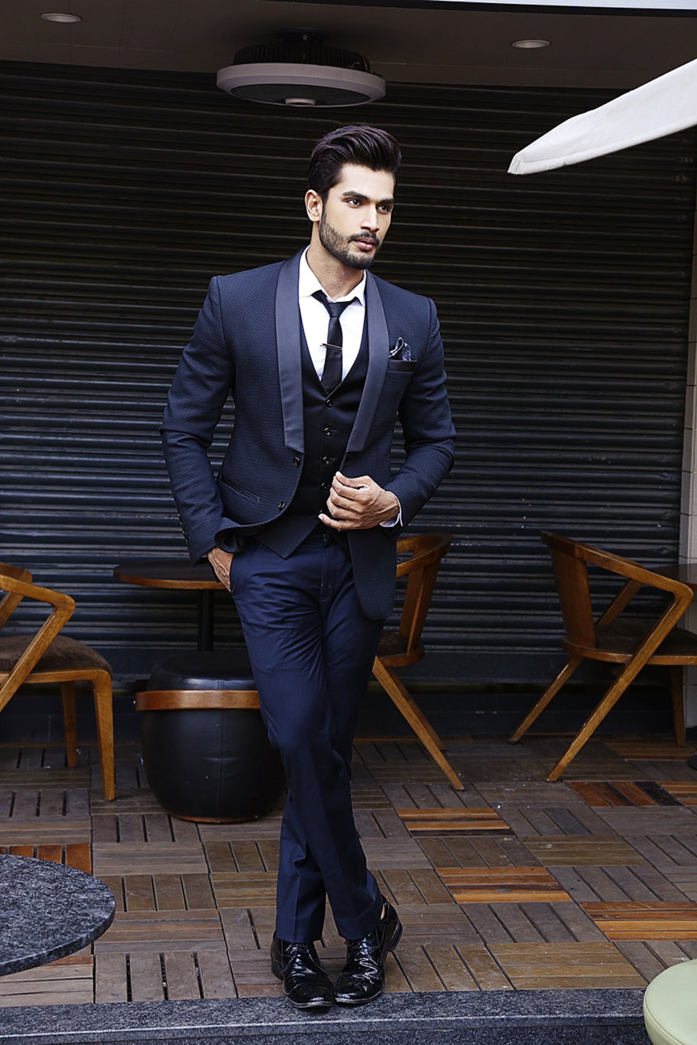 Men's Navy Blue Three-Piece Suit