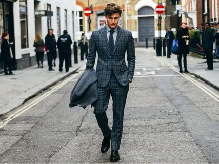 Gray Plaid Men's Suit