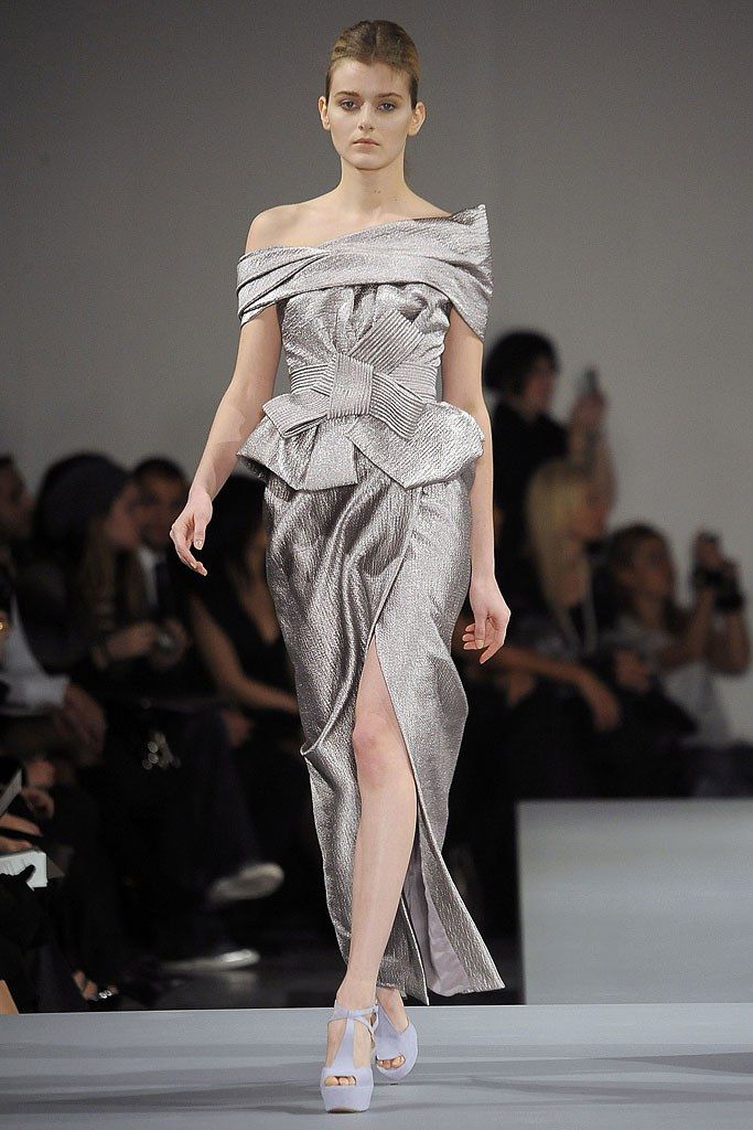 Silver Off-Shoulder Evening Dress