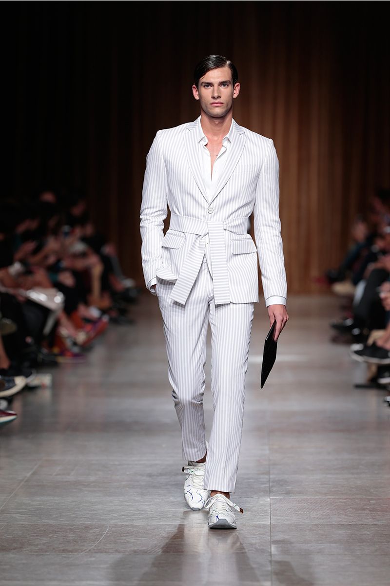 White Pinstripe Suit