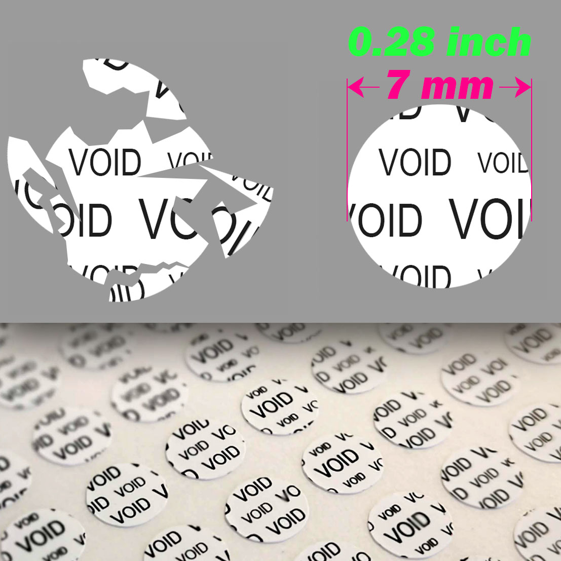 Sigilli adesivi antimanomissione in vinile ultra distruttibile 7 mm