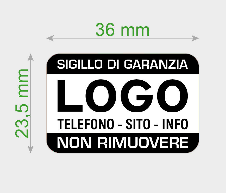Sigilli adesivi ultra distruttibile antimanomissione in vinile 36 x 23,5 mm