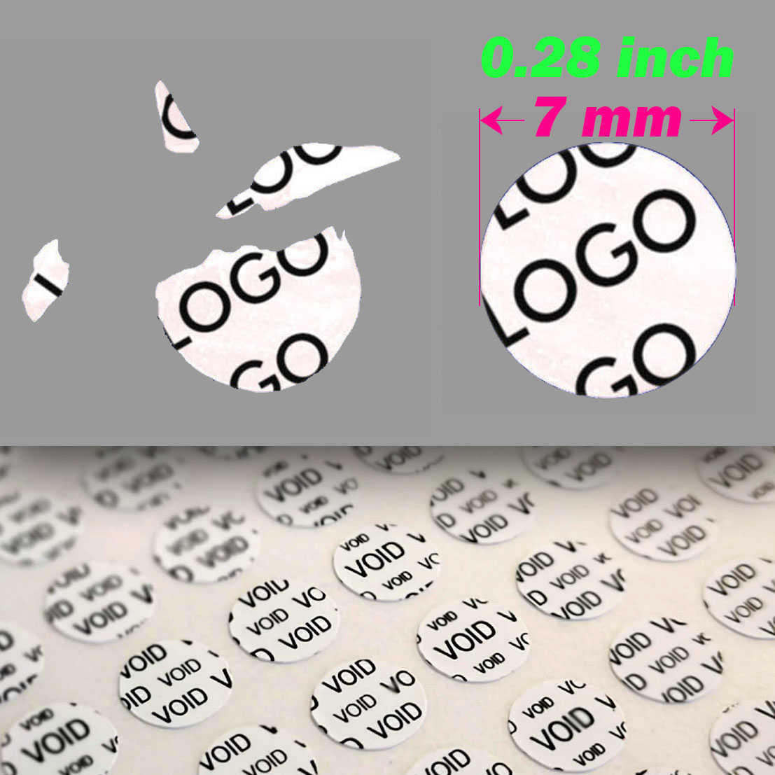 Sigilli adesivi antimanomissione in vinile ultra distruttibile Ø 7 mm