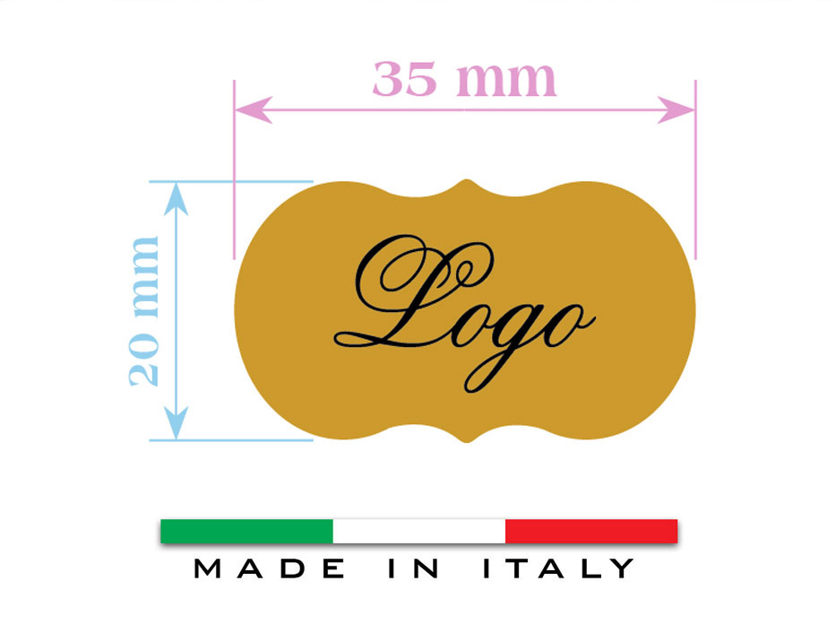 Etichette adesive in carta satinata oro o argento 35 x 20 mm