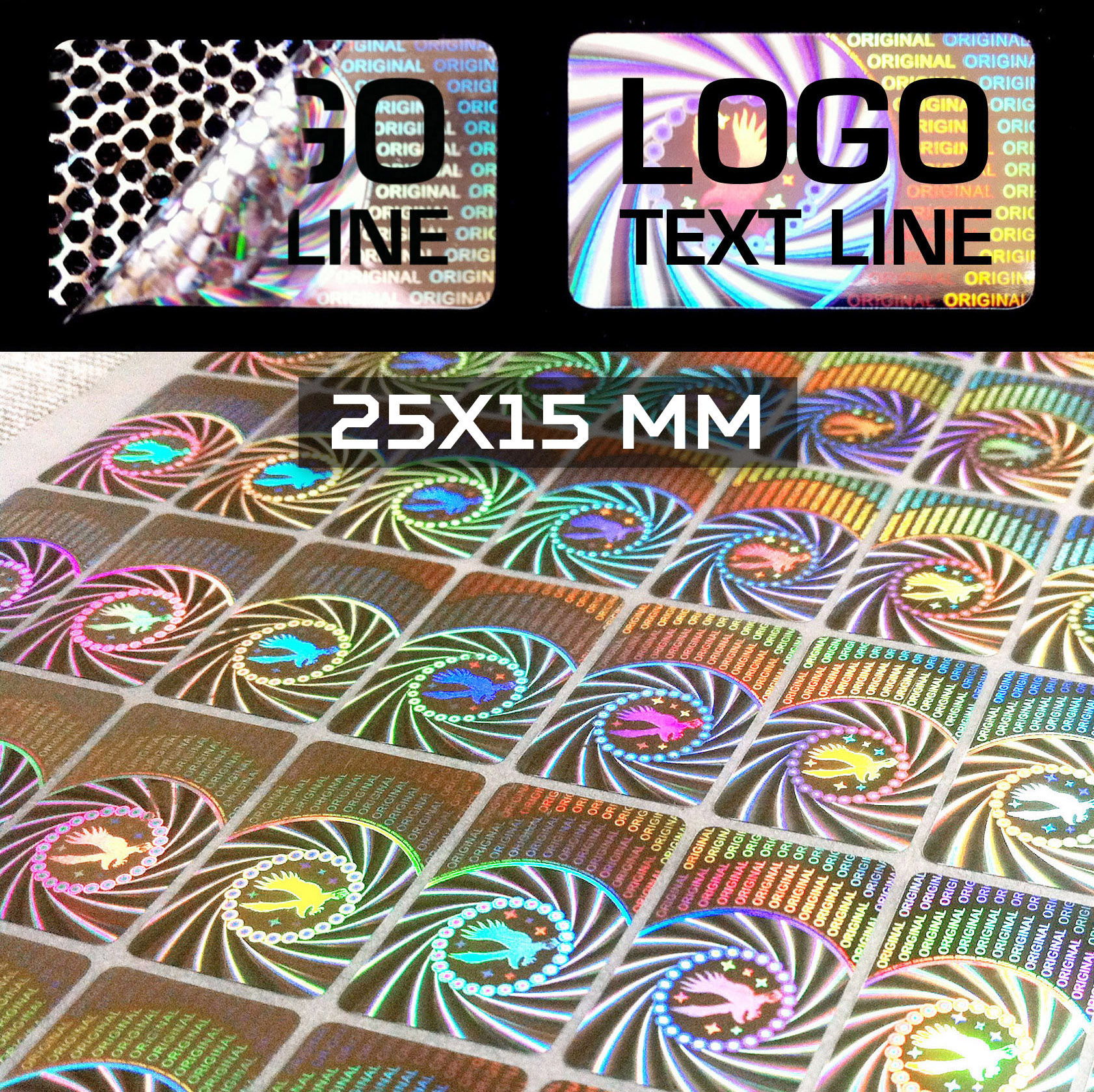 Sigilli adesivi olografici antimanomissione 25x15 mm