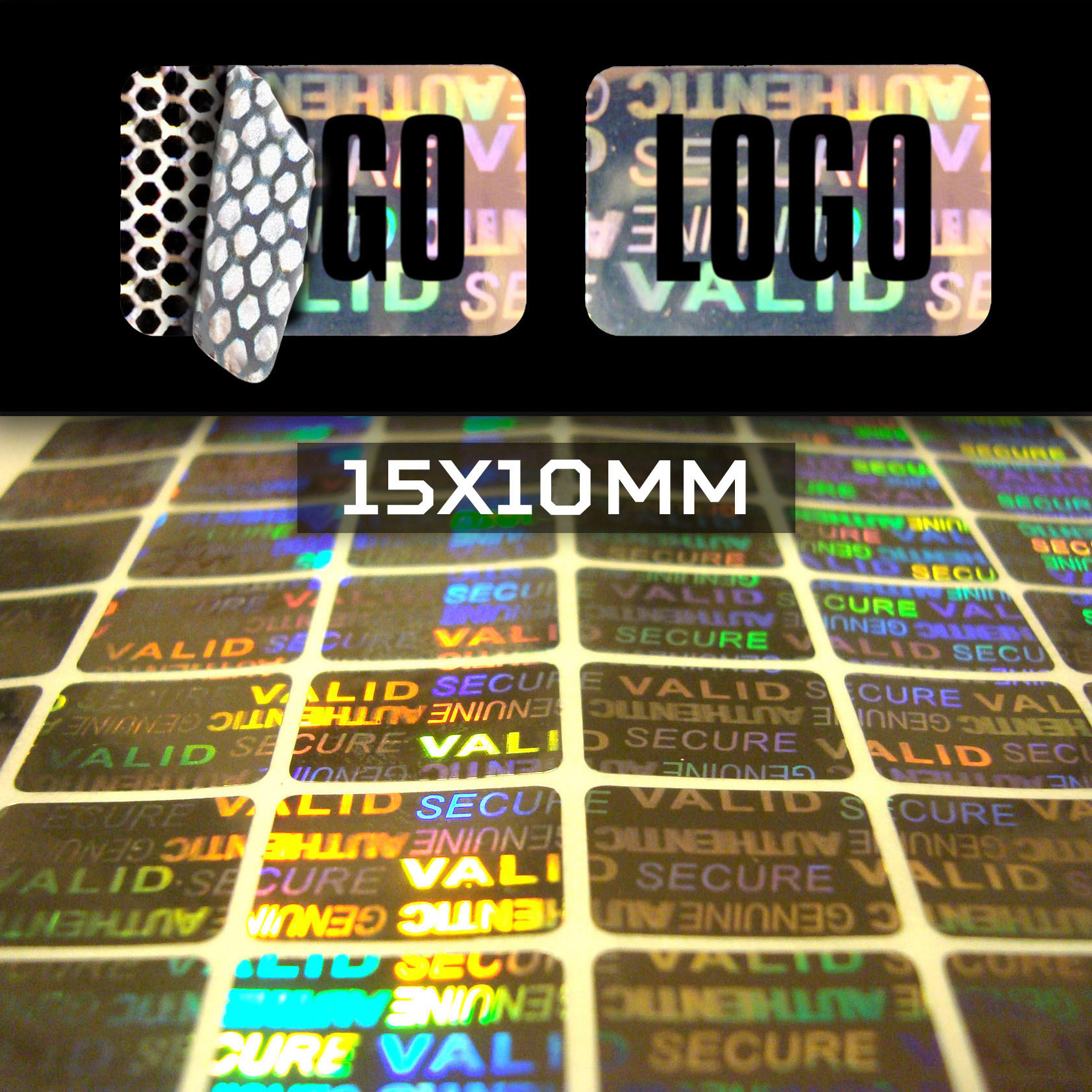 Sigilli adesivi olografici antimanomissione 10 x 15 mm