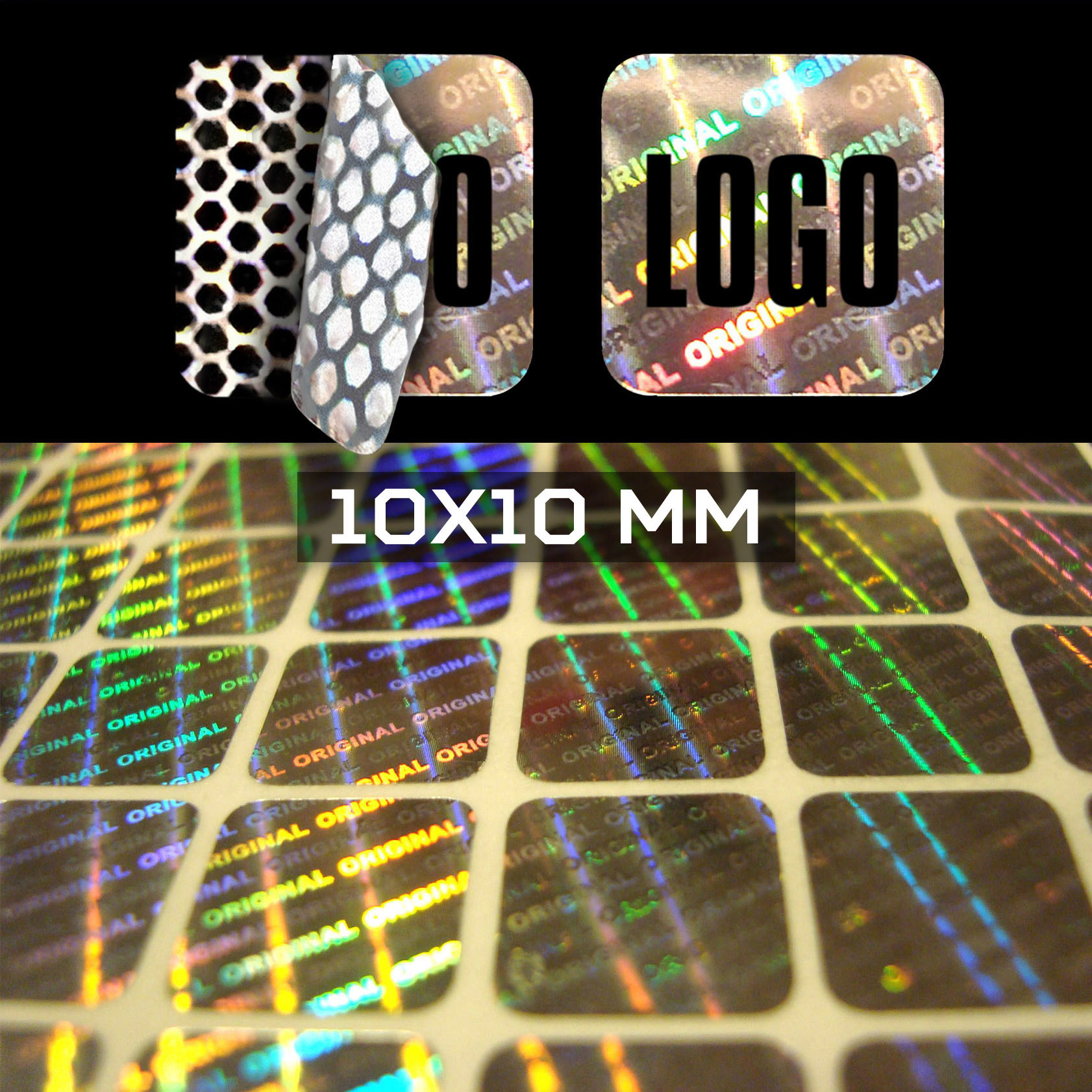 Sigilli adesivi olografici antimanomissione 10 x 10 mm