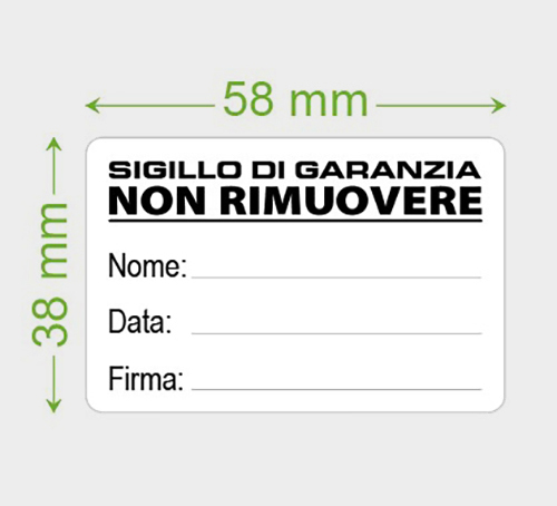 Sigilli adesivi ultra distruttibile antimanomissione in vinile 36 x 23,5 mm