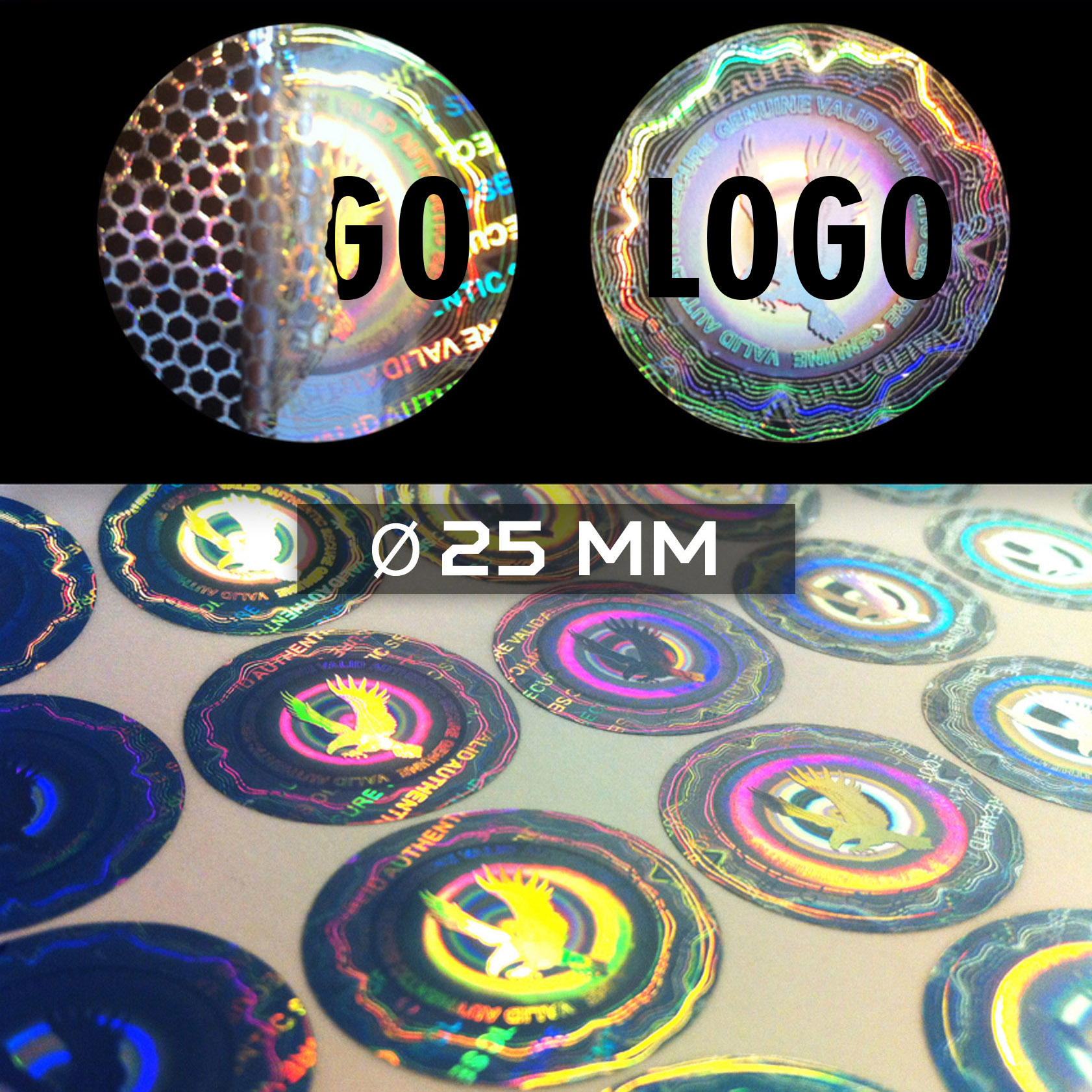 Sigilli adesivi olografici antimanomissione Ø25 mm