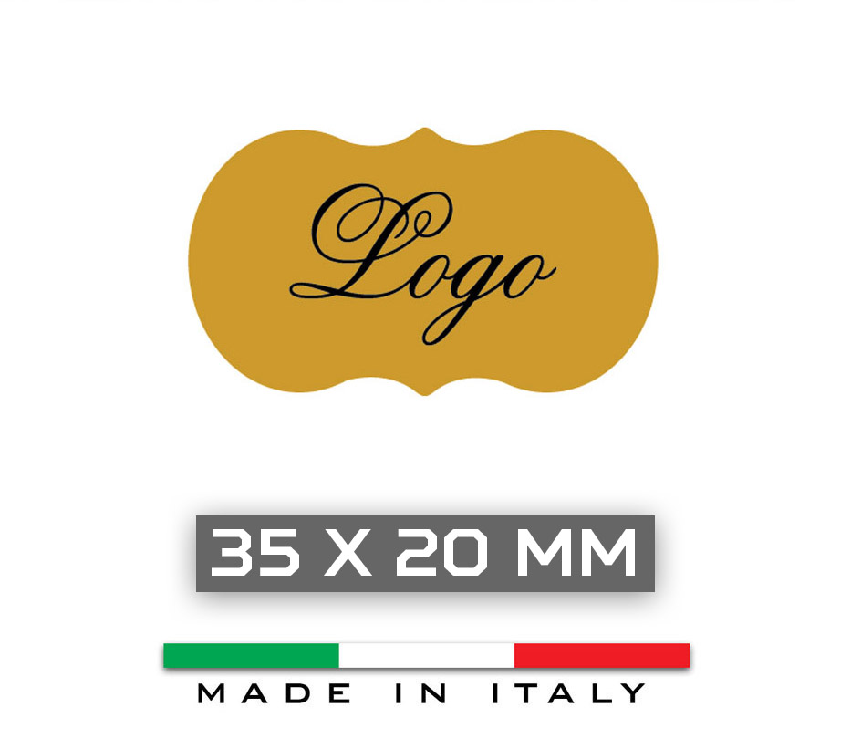 Etichette adesive in carta satinata oro o argento 35 x 20 mm